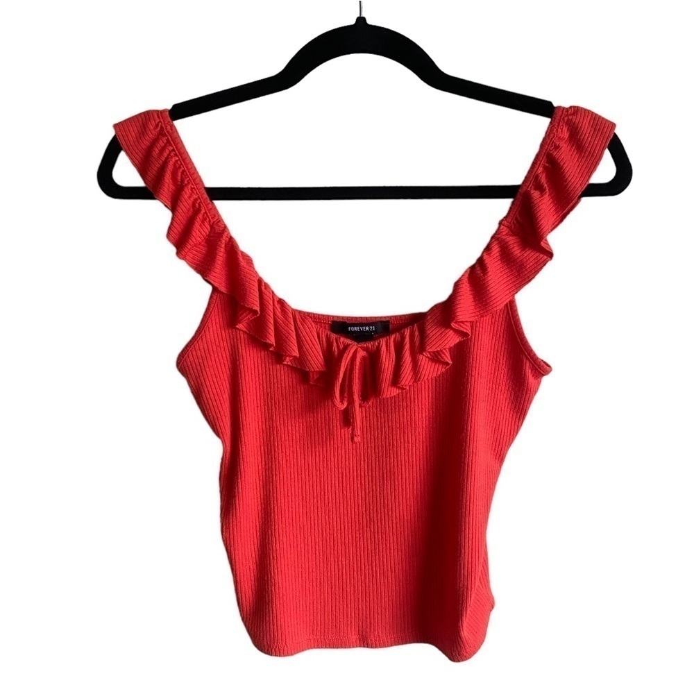 Forever 21 Red Crop Top w/ Fringe and Bow Size M - Hot Flattering Soft Statement